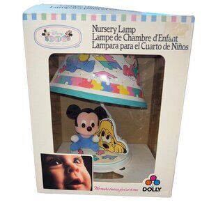 1990s Disney Baby Mickey Mouse & Pluto Nursery Lamp Portable Luminaire Puzzle Pi